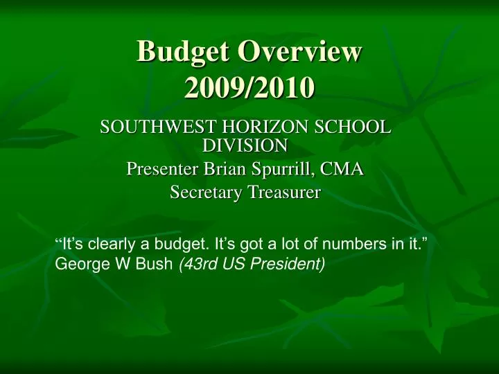 budget overview 2009 2010