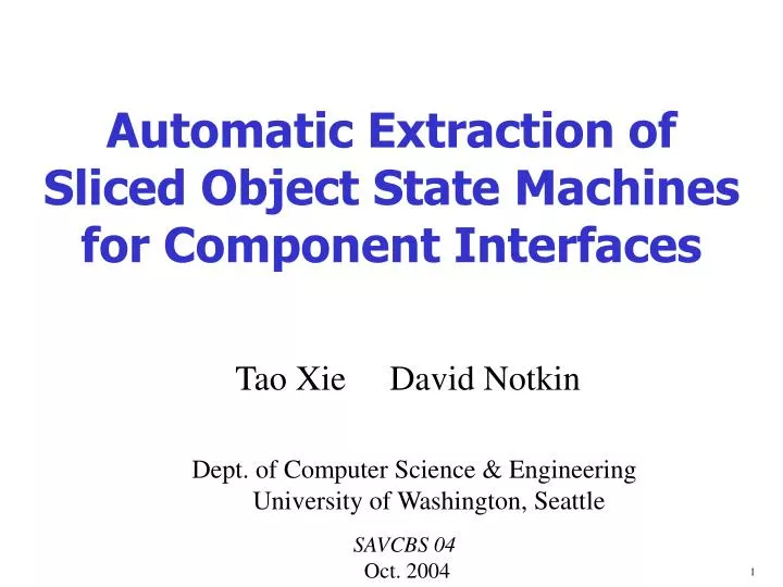 automatic extraction of sliced object state machines for component interfaces
