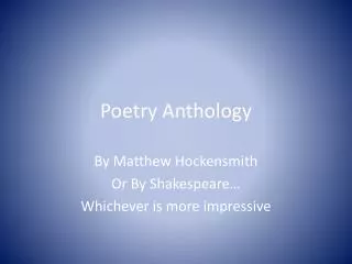 Poetry Anthology