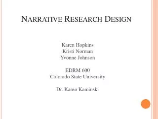 Narrative Research Design