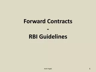 Forward Contracts - RBI Guidelines