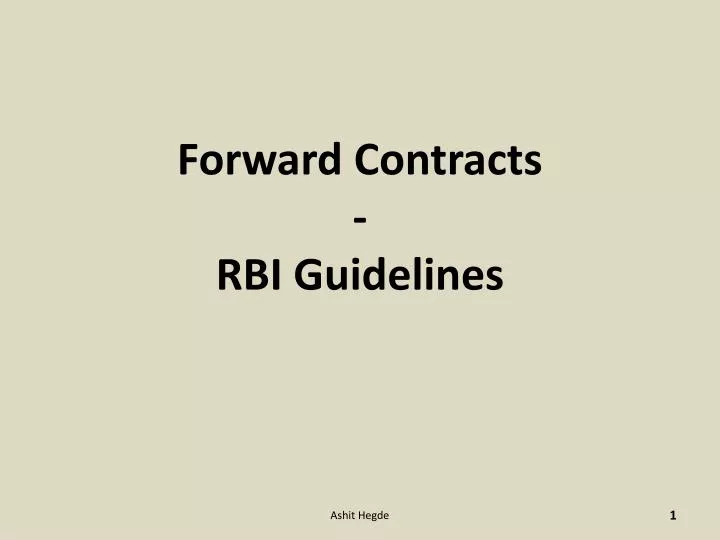 forward contracts rbi guidelines