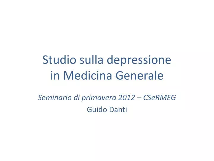 studio sulla depressione in medicina generale