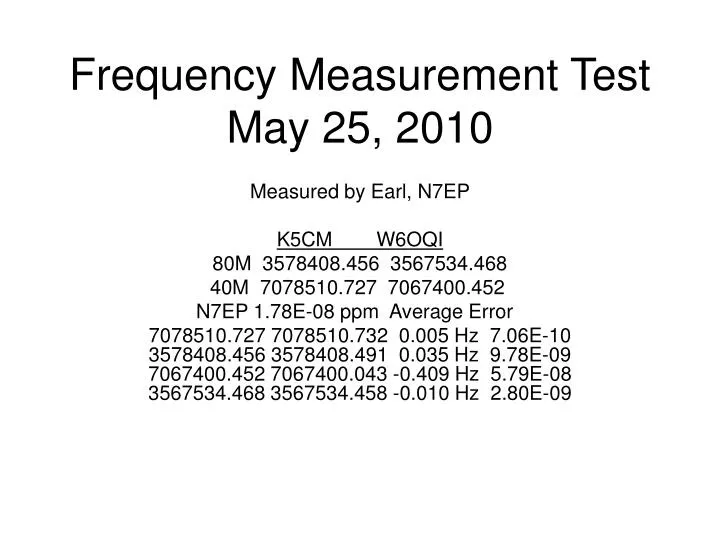 frequency measurement test may 25 2010