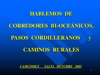 hablemos de corredores bi oce nicos pasos cordilleranos y caminos rurales