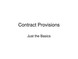 Contract Provisions
