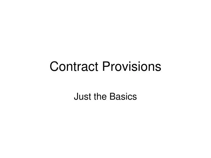 contract provisions