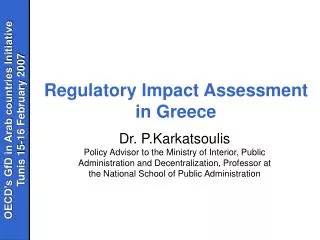 Regulatory Impact Assessment in Greece
