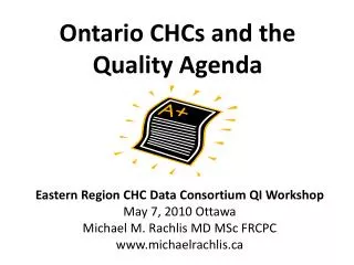 Ontario CHCs and the Quality Agenda