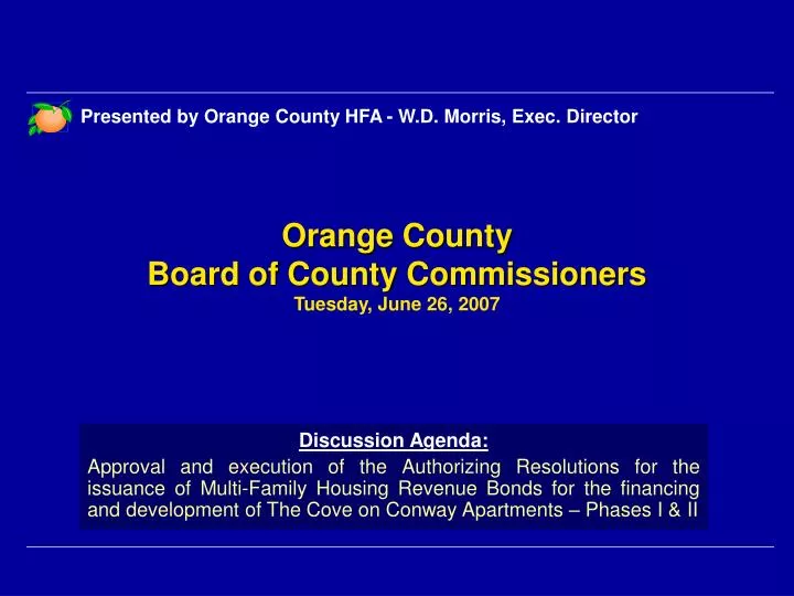 orange county board of county commissioners tuesday june 26 2007