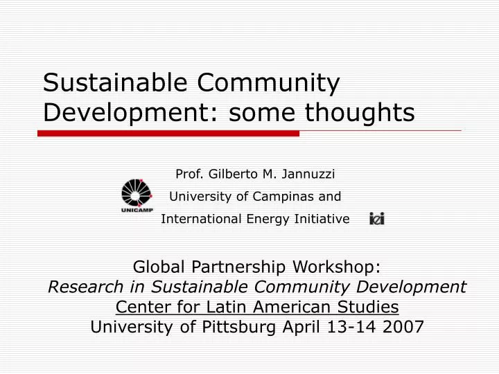 sustainable community development some thoughts