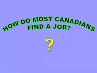 HOW DO MOST CANADIANS FIND A JOB?
