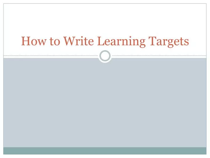 how to write learning targets