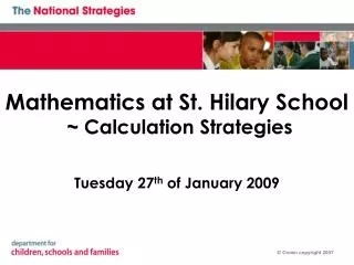 Mathematics at St. Hilary School ~ Calculation Strategies