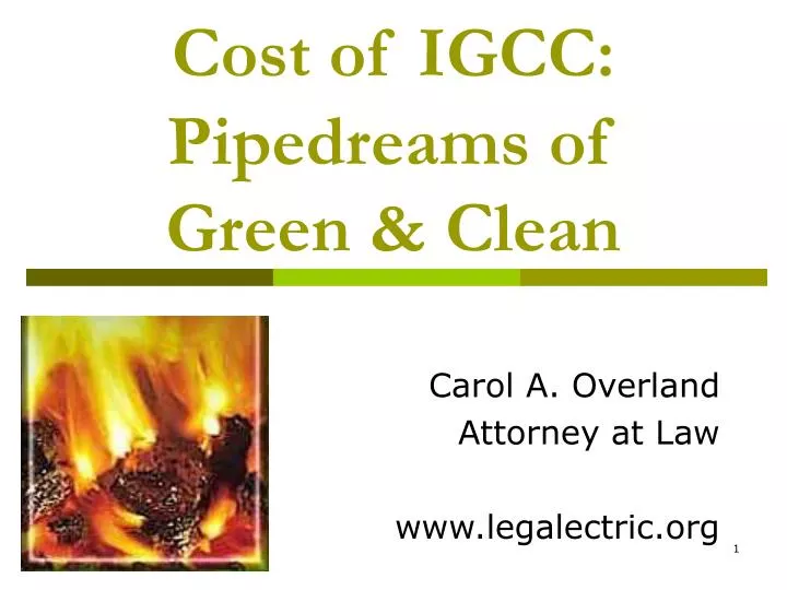 cost of igcc pipedreams of green clean