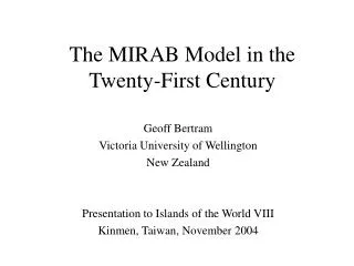 The MIRAB Model in the Twenty-First Century