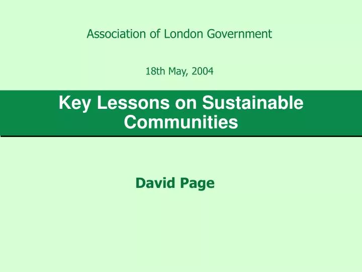 key lessons on sustainable communities
