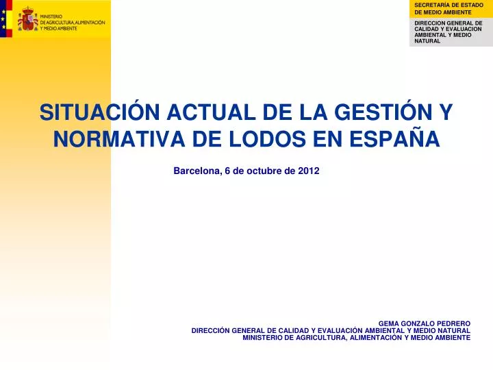 situaci n actual de la gesti n y normativa de lodos en espa a barcelona 6 de octubre de 2012