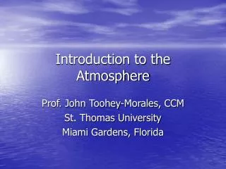 Introduction to the Atmosphere