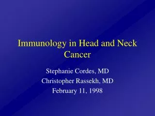 Immunology in Head and Neck Cancer