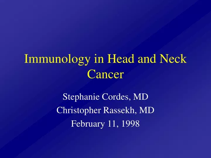 immunology in head and neck cancer