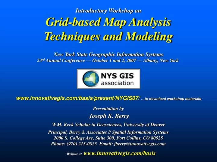 introductory workshop on grid based map analysis techniques and modeling