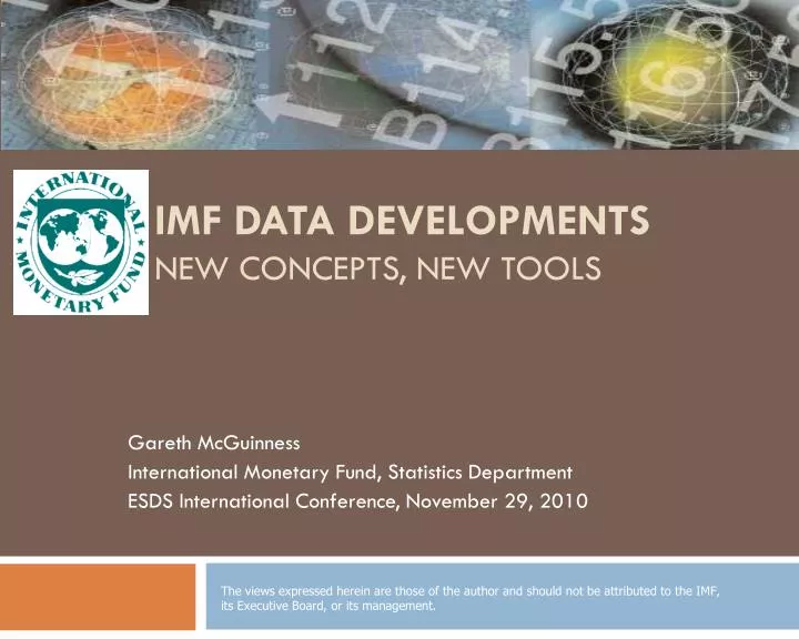 imf data developments new concepts new tools