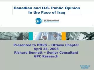Canadian and U.S. Public Opinion In the Face of Iraq