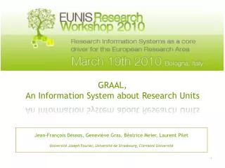 GRAAL, An Information System about Research Units