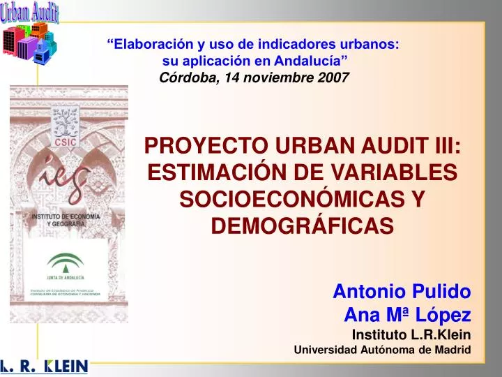 proyecto urban audit iii estimaci n de variables socioecon micas y demogr ficas