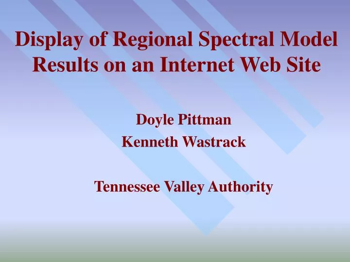 display of regional spectral model results on an internet web site