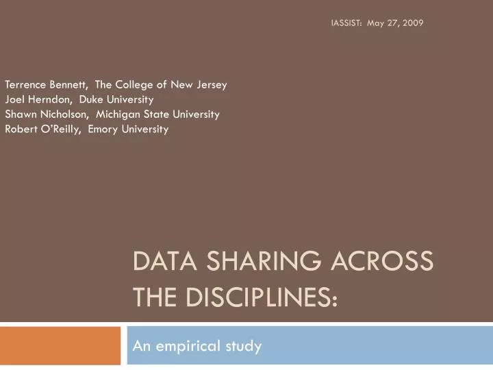 data sharing across the disciplines