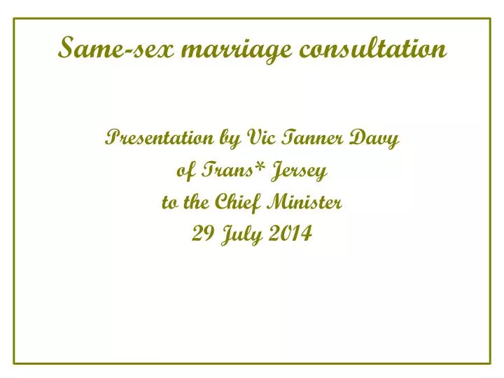 same sex marriage consultation