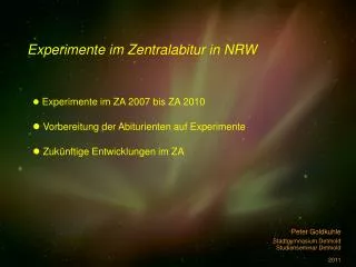 experimente im zentralabitur in nrw