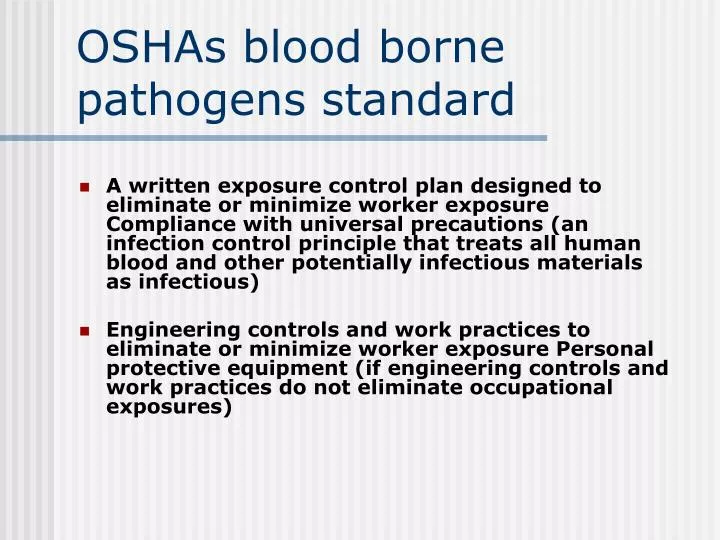 oshas blood borne pathogens standard