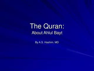 The Quran: About Ahlul Bayt