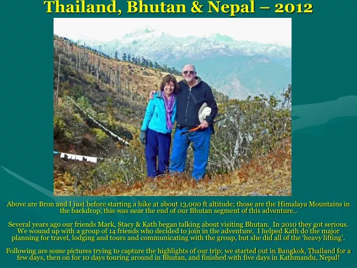 thailand bhutan nepal 2012