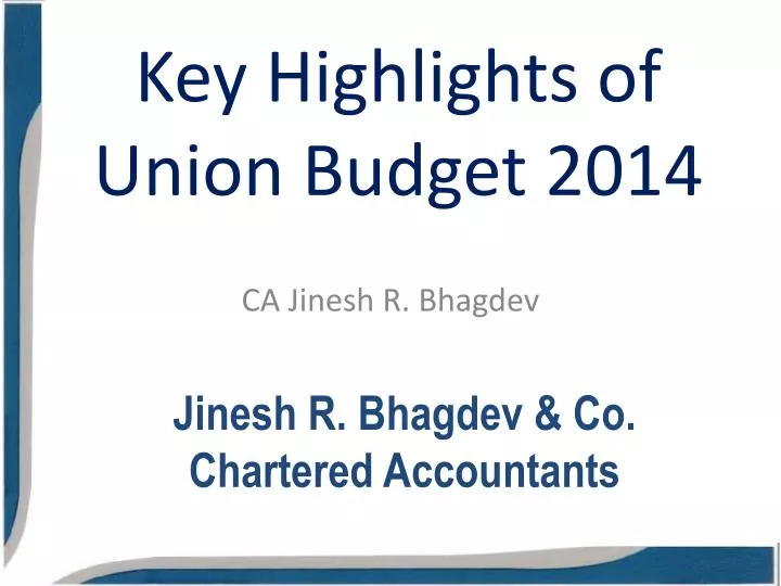 key highlights of union budget 2014