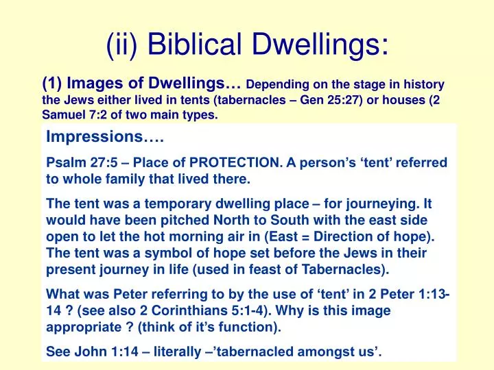 ii biblical dwellings