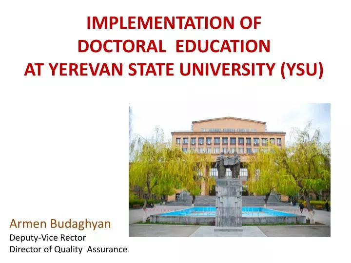 implementation of doctoral education at yerevan state university ysu