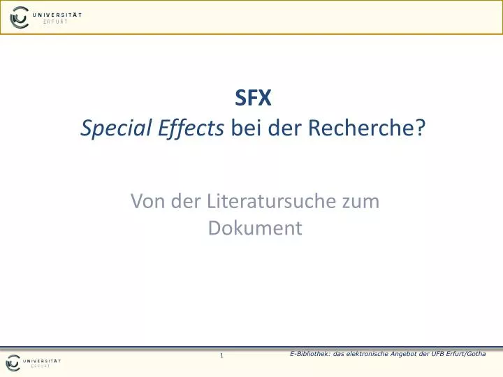 sfx special effects bei der recherche