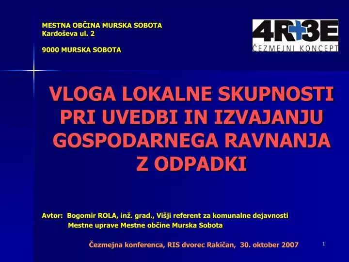 vloga lokalne skupnosti pri uvedbi in izvajanju gospodarnega ravnanja z odpadki