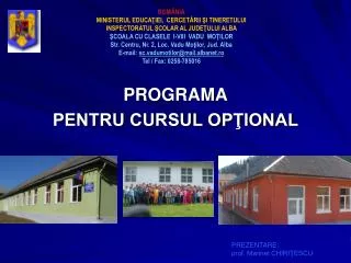 programa pentru cursul op ional