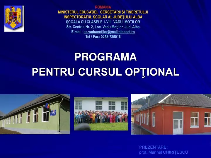 programa pentru cursul op ional