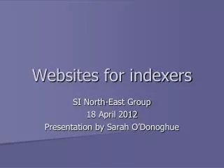 Websites for indexers