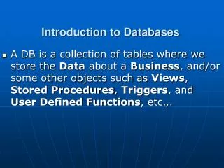 Introduction to Databases