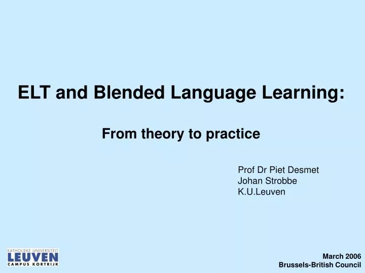elt and blended language learning from theory to practice