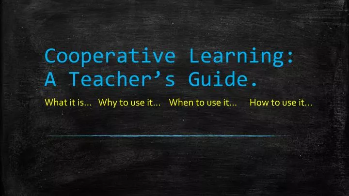 cooperative learning a teacher s guide