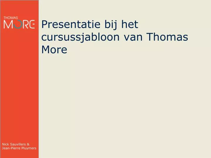 presentatie bij het cursussjabloon van thomas more