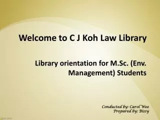 Library orientation for M.Sc. (Env. Management) Students